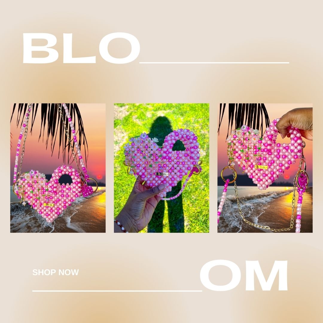 Bloom Floral Heart Pink Clutch Love Hand Bag