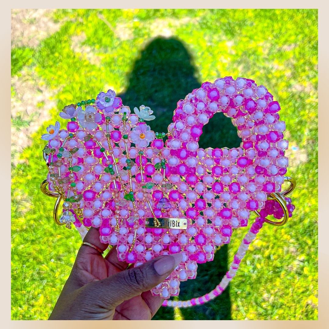 Bloom Floral Heart Pink Clutch Love Hand Bag