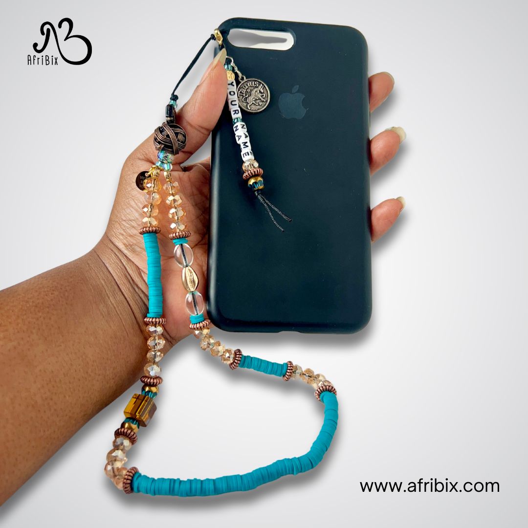 Crystal and Heishi Bead Mobile Phone Wrist Strap Charm