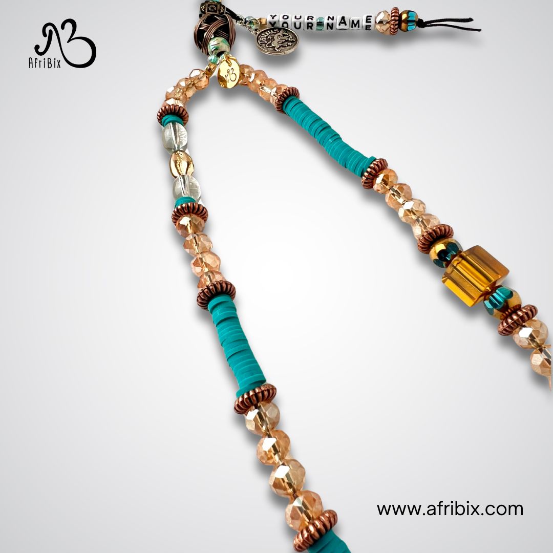 Crystal and Heishi Bead Mobile Phone Wrist Strap Charm