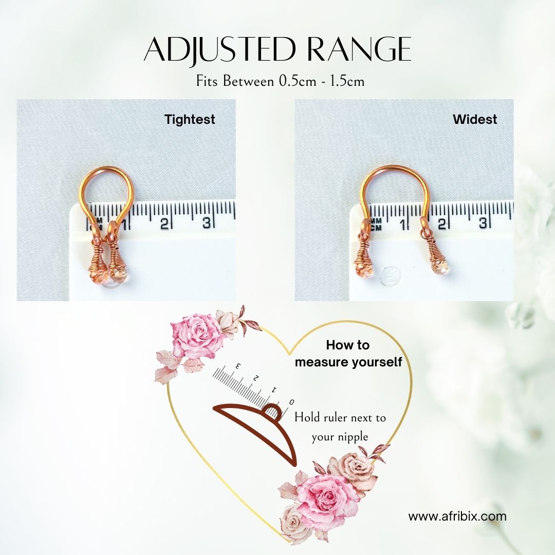 Eden Crystal Adjustable Non-permanent Nipple Rings, Gemstone Nipple Jewellery  - Set of 2