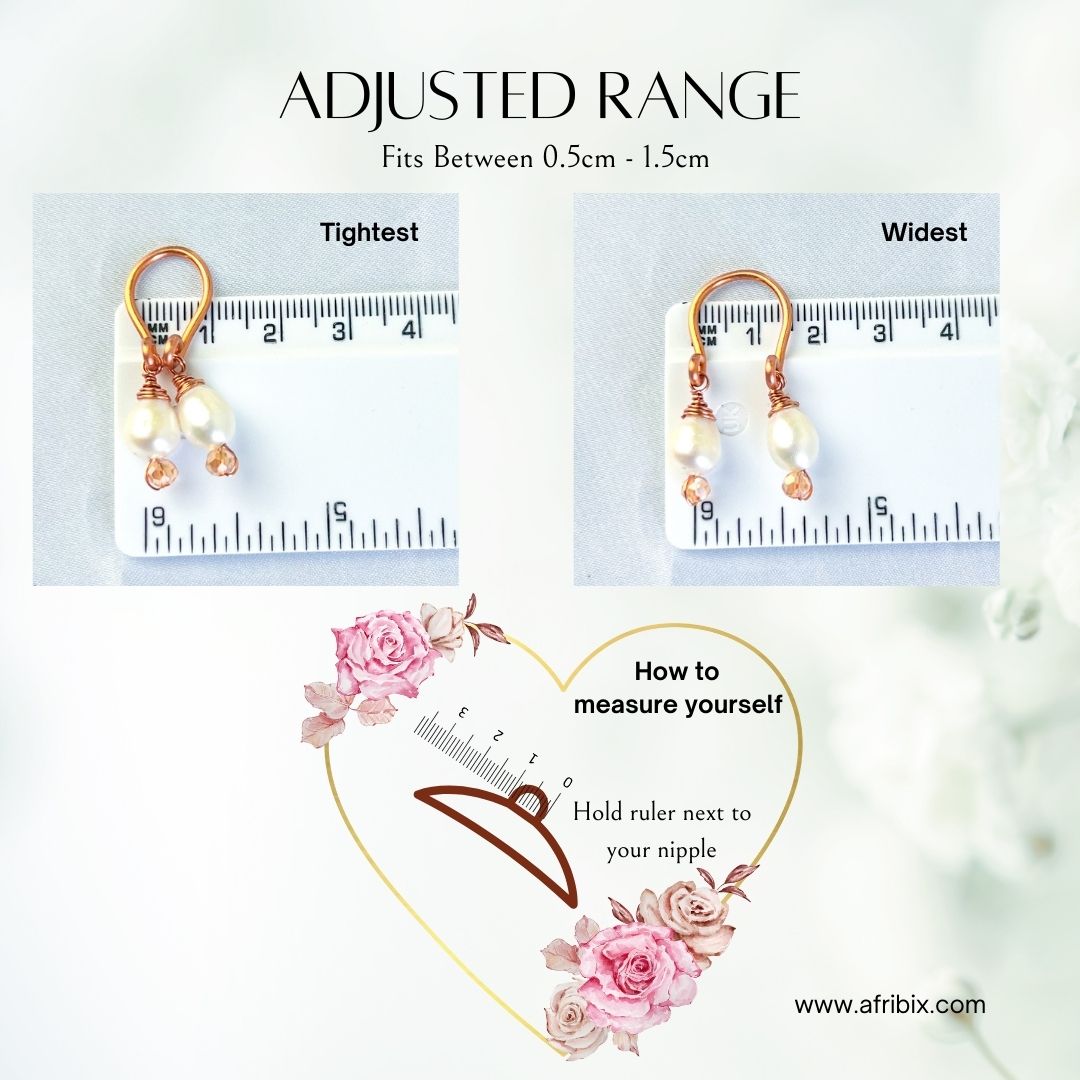 Eden Pearl Adjustable Non-permanent Nipple Rings, Gemstone Nipple Jewellery  - Set of 2