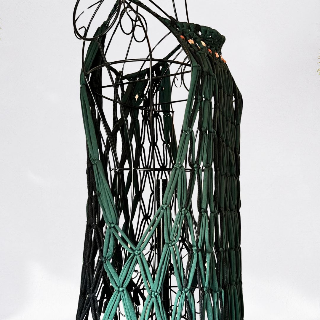 Emerald Green Halter Neck Fringe Net Top - Lucy