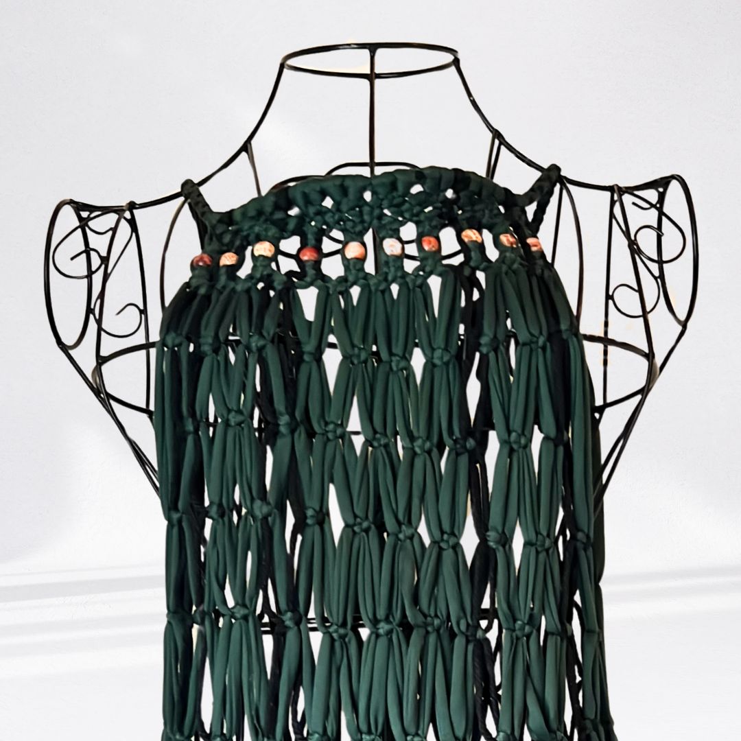 Emerald Green Halter Neck Fringe Net Top - Lucy