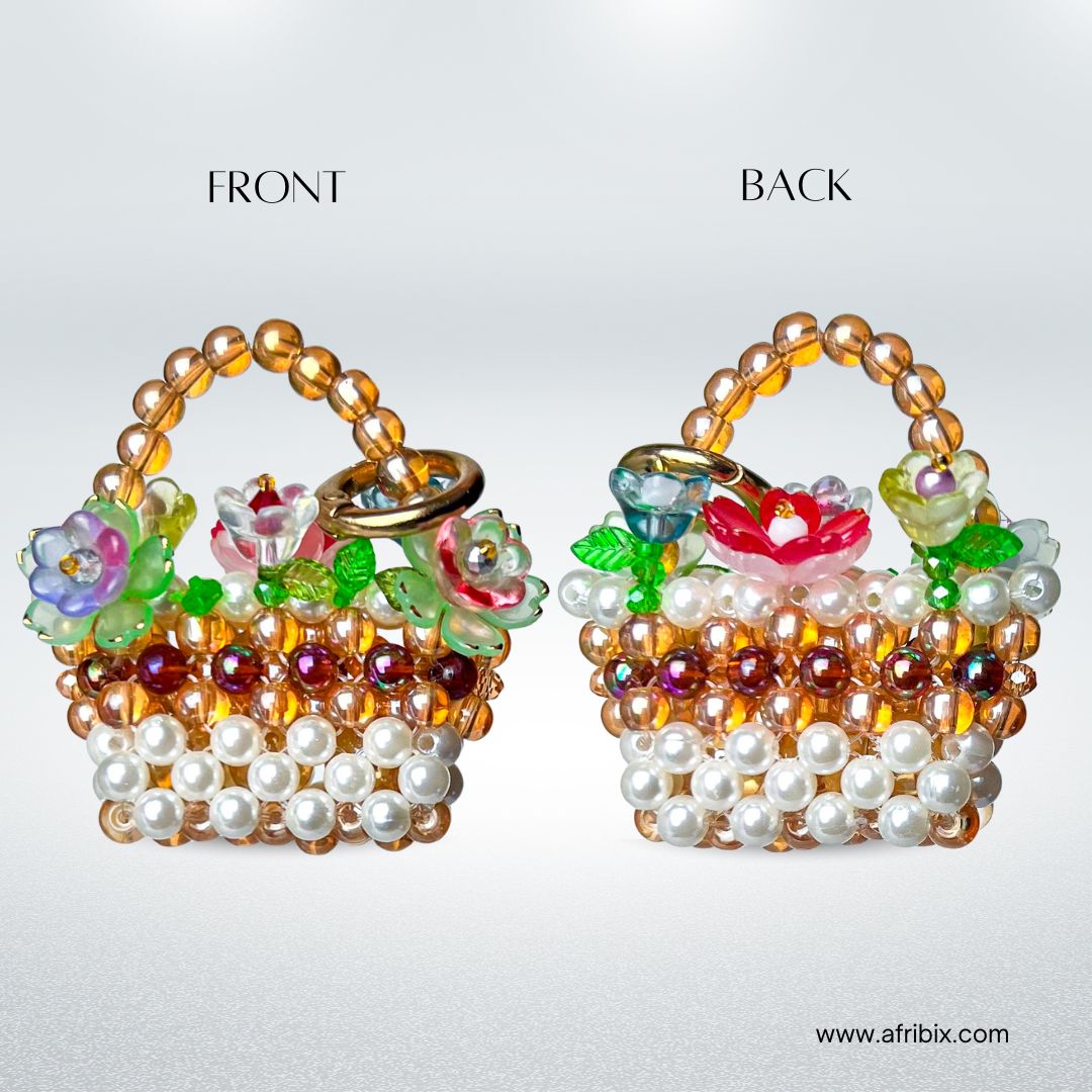 Lily Flower Basket Luxury Bag Charm, Tulip Bouquet Purse Charm, Women Bag Accessories