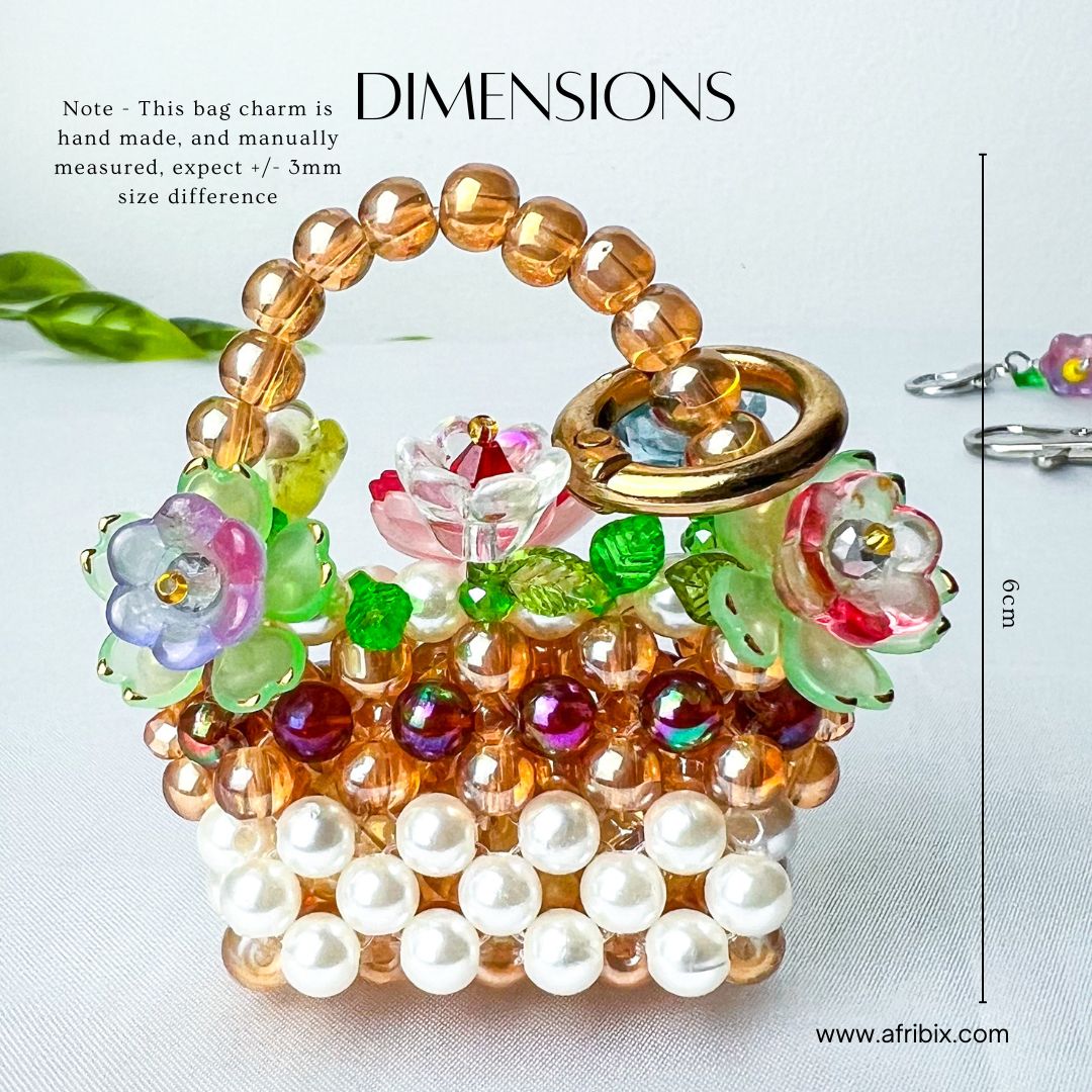 Lily Flower Basket Luxury Bag Charm, Tulip Bouquet Purse Charm, Women Bag Accessories