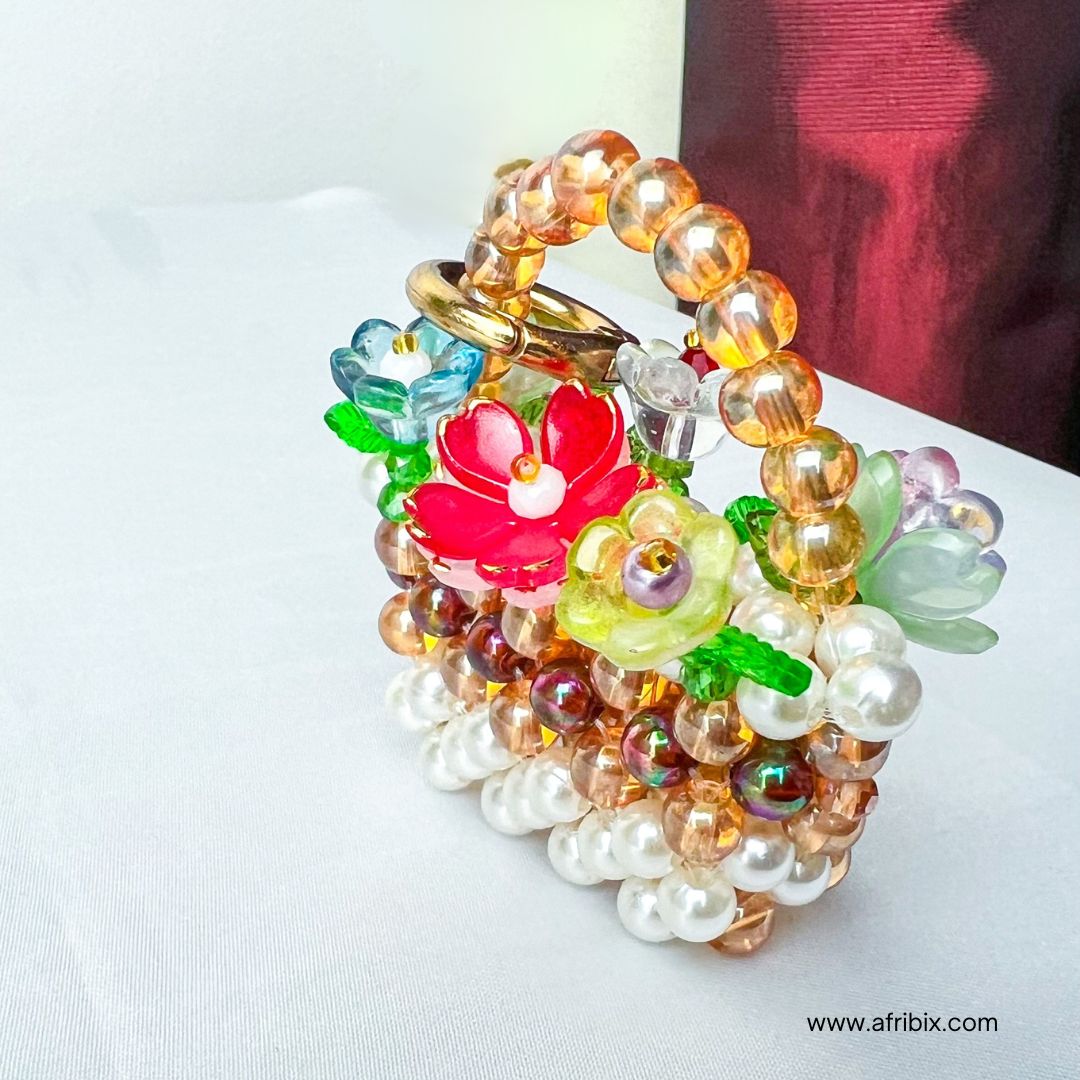 Lily Flower Basket Luxury Bag Charm, Tulip Bouquet Purse Charm, Women Bag Accessories