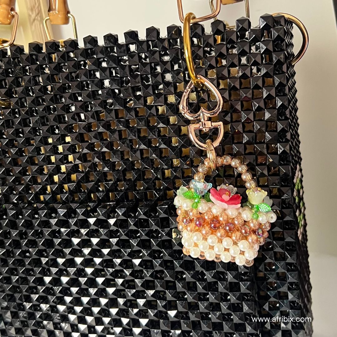 Lily Flower Basket Luxury Bag Charm, Tulip Bouquet Purse Charm, Women Bag Accessories