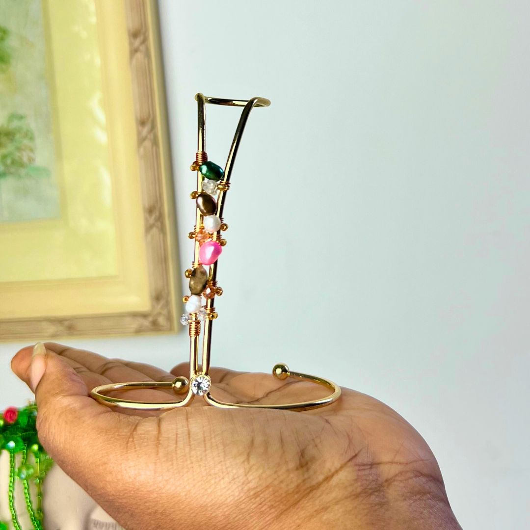 Freshwater Pearl Gold Ring Bracelet Cuff- Limited Edition