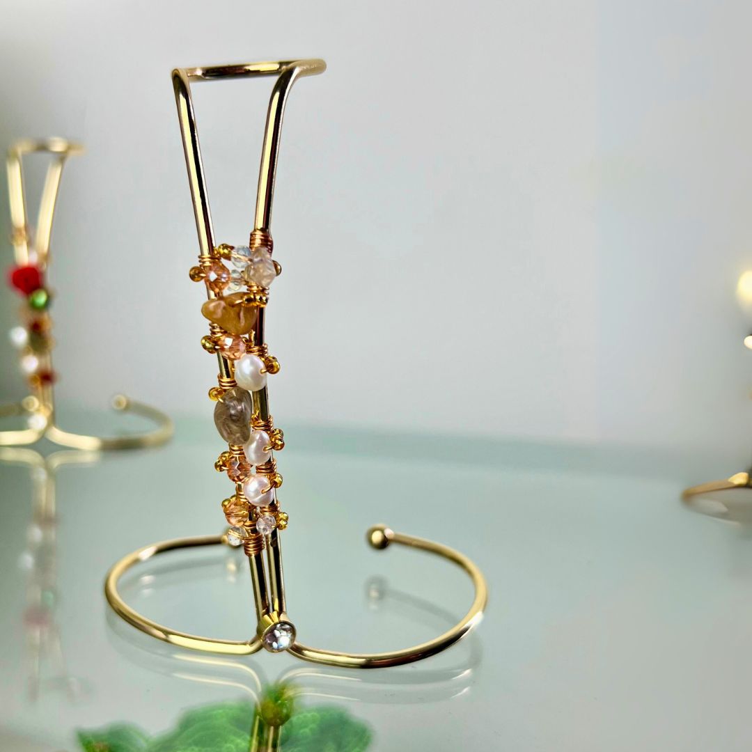 Freshwater Pearl Gold Ring Bracelet Cuff- Limited Edition