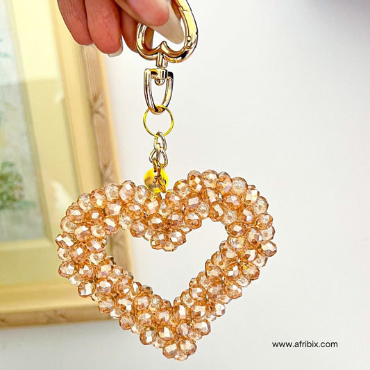 Luxe Gold Crystal Love Heart Bag Charm