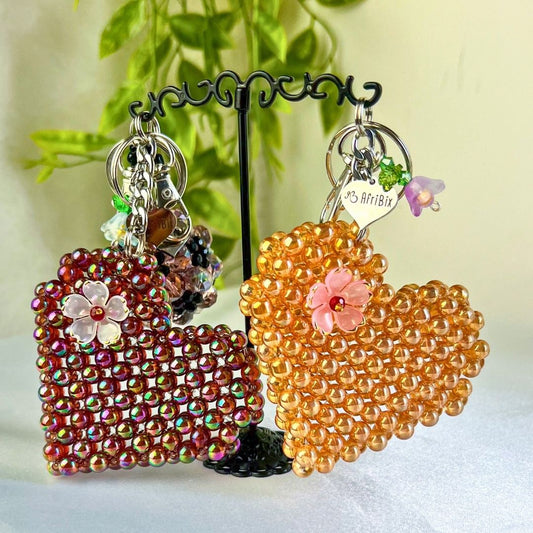 Purple and Gold Love Heart Luxe Bag Charm, Women's Bag Accessory