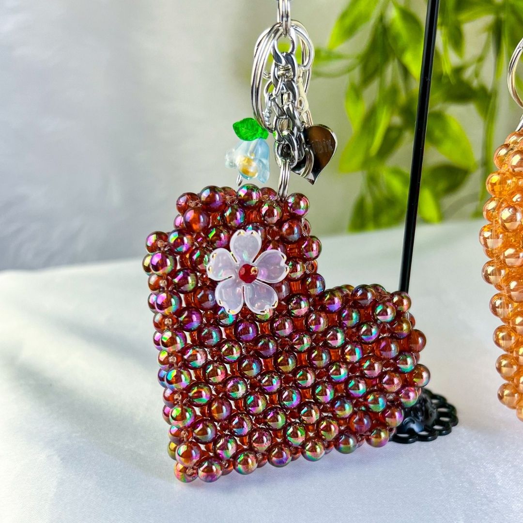 Purple and Gold Love Heart Luxe Bag Charm, Women's Bag Accessory