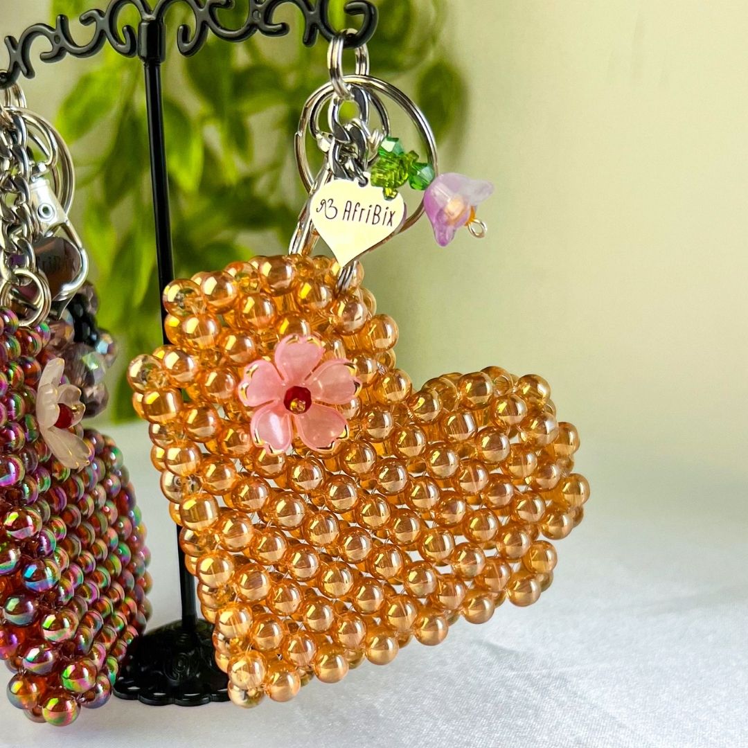 Purple and Gold Love Heart Luxe Bag Charm, Women's Bag Accessory