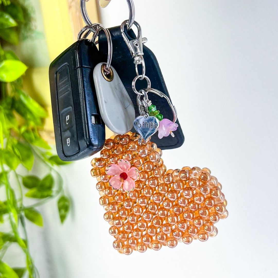 Purple and Gold Love Heart Luxe Bag Charm, Women's Bag Accessory