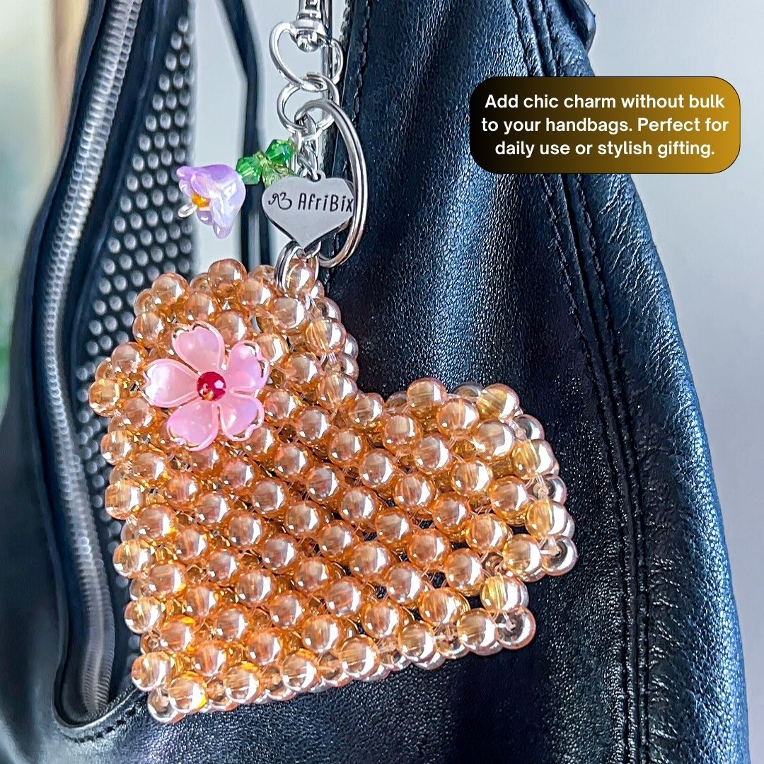 Purple and Gold Love Heart Luxe Bag Charm, Women's Bag Accessory