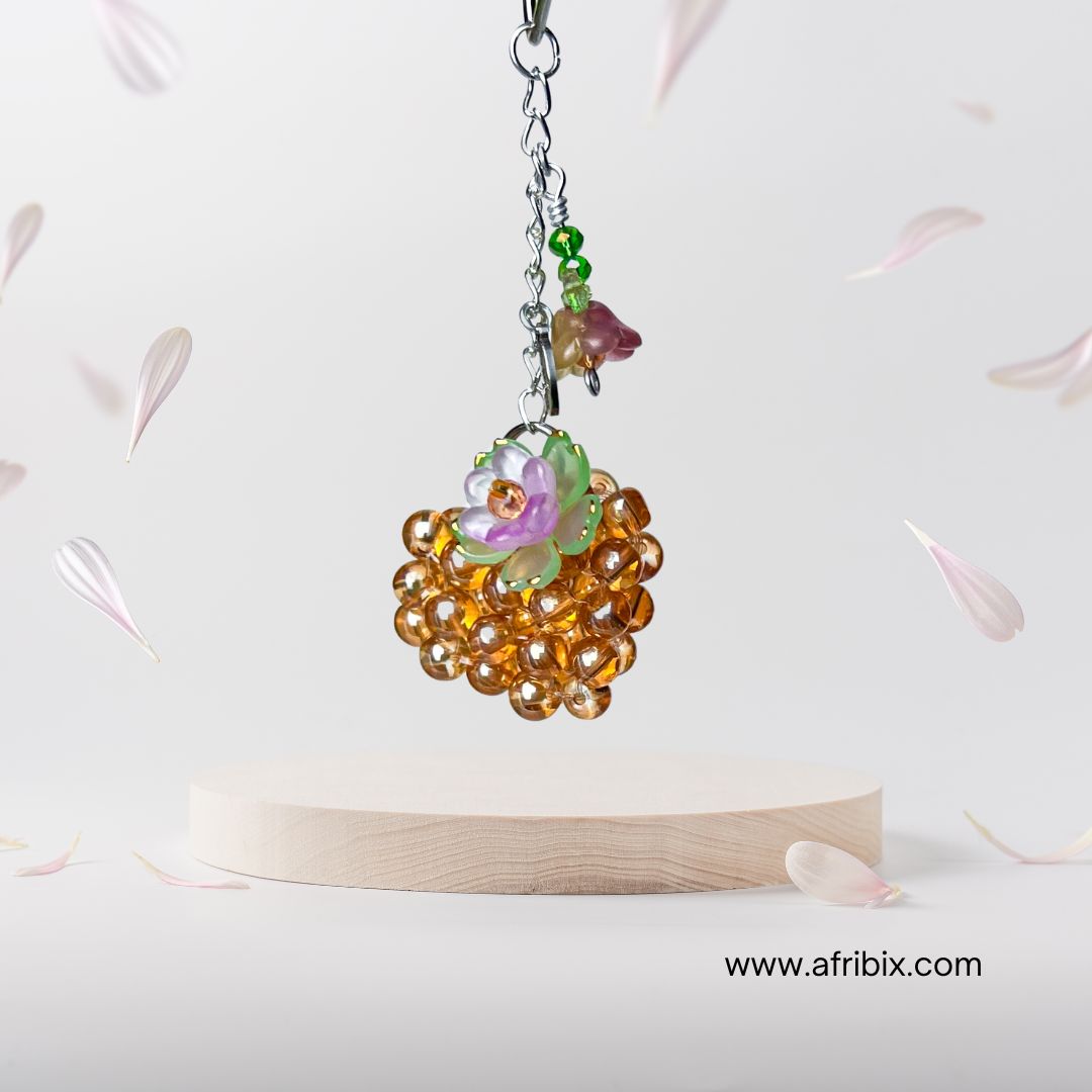 Gold Love Heart Bag Charm, Women's Floral Bag Accessory