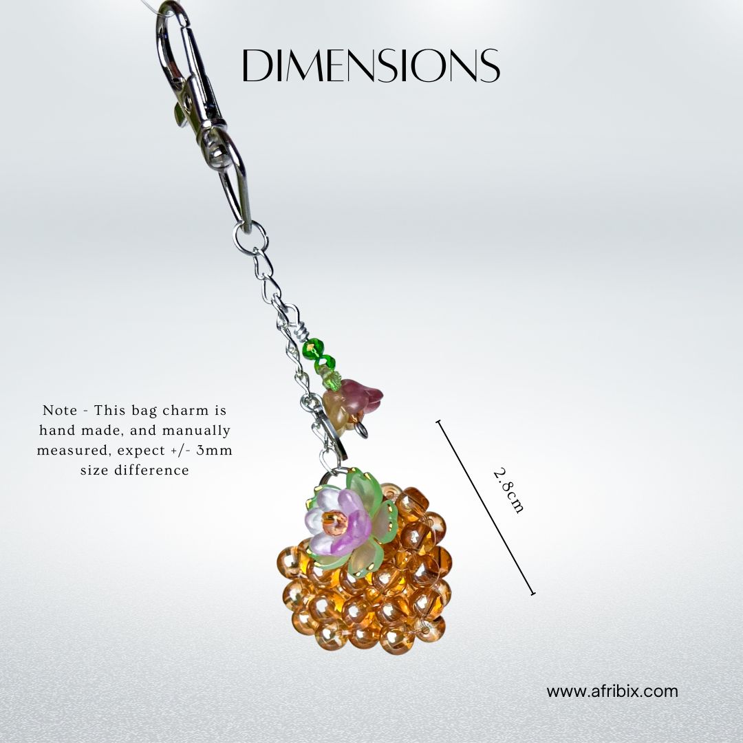 Gold Love Heart Bag Charm, Women's Floral Bag Accessory