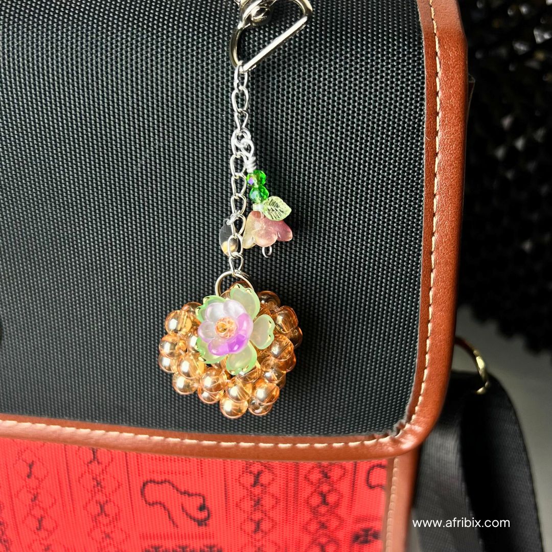 Gold Love Heart Bag Charm, Women's Floral Bag Accessory