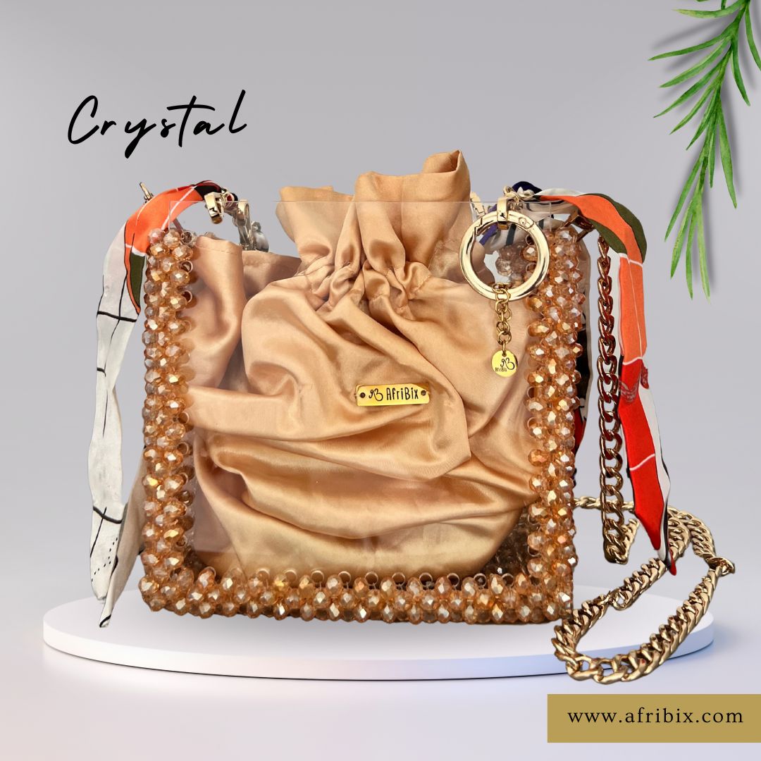Gold Crystal Bead Hand Bag