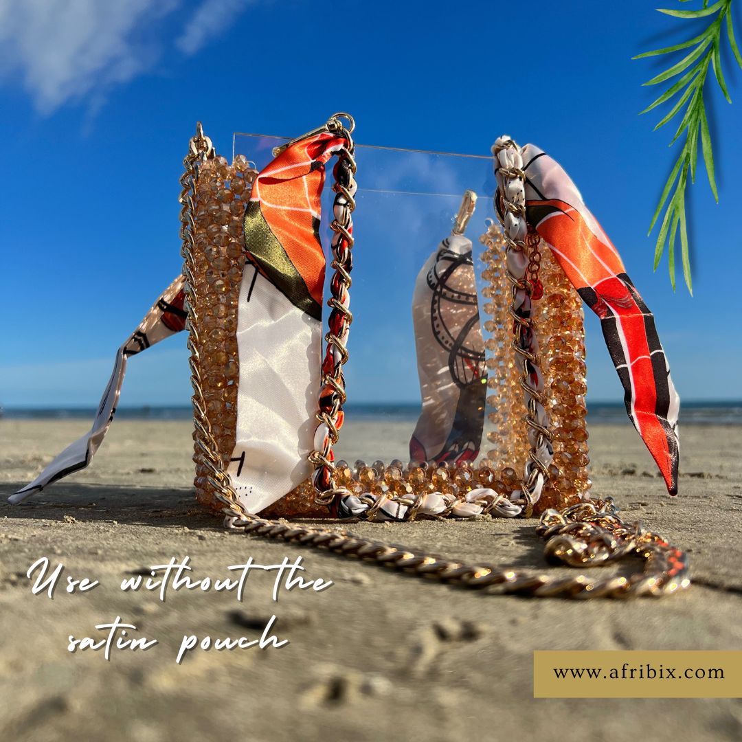 Gold Crystal Bead Hand Bag