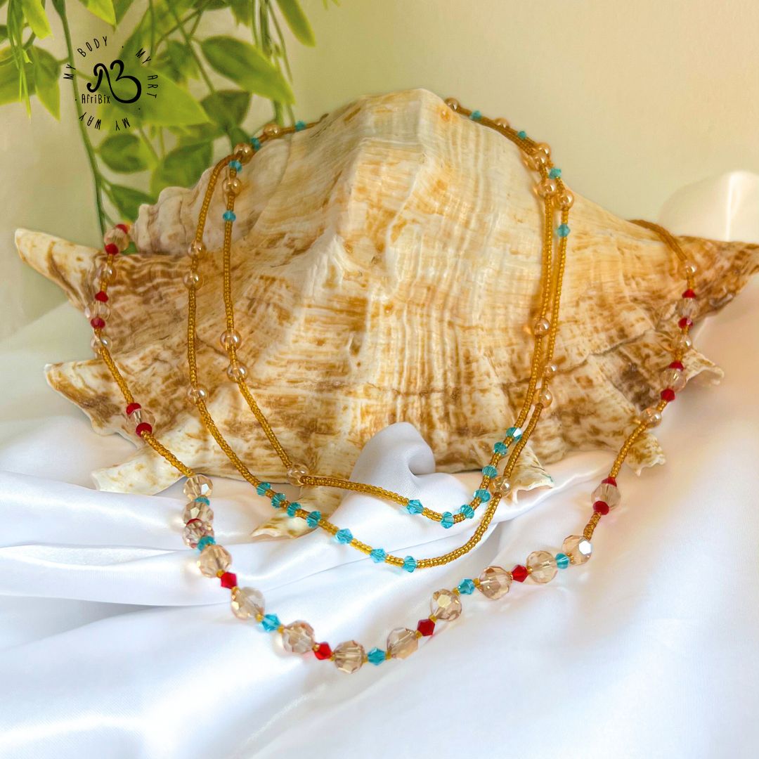 Įfunayá Gold Crystal Waist Bead Set of 2