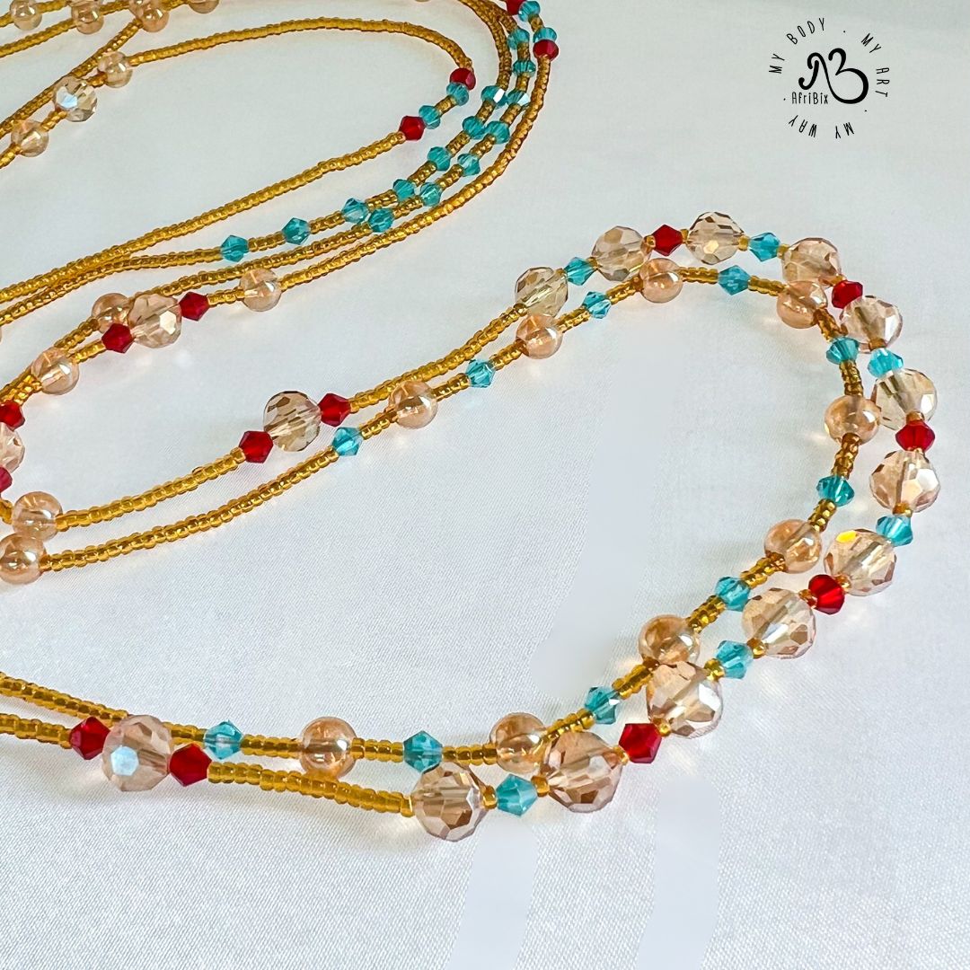 Įfunayá Gold Crystal Waist Bead Set of 2