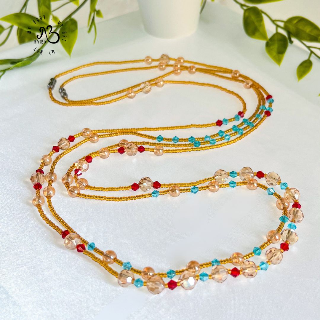 Įfunayá Gold Crystal Waist Bead Set of 2