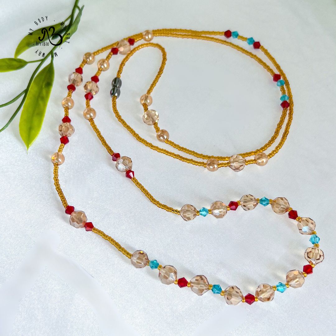 Įfunayá Gold Crystal Waist Bead Set of 2
