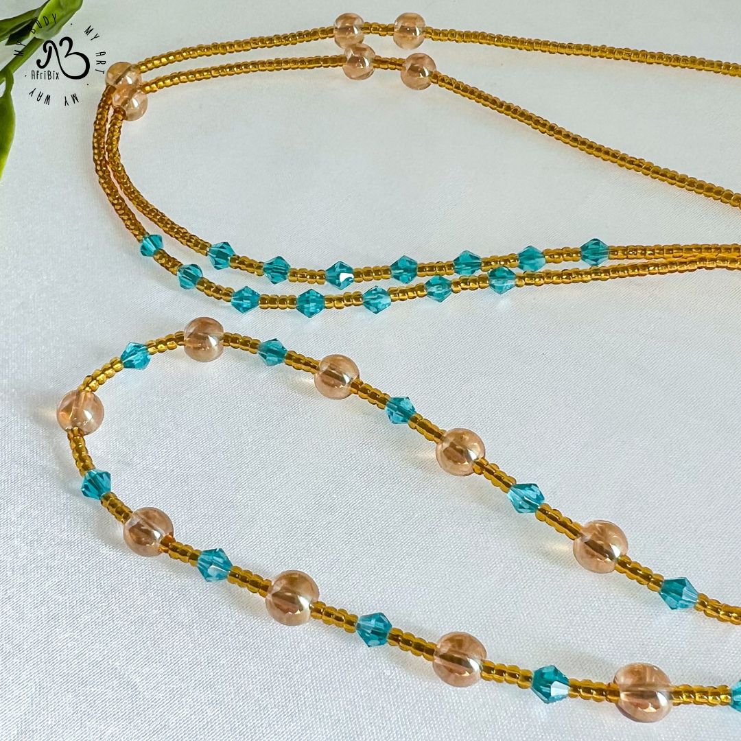 Įfunayá Gold Crystal Waist Bead Set of 2