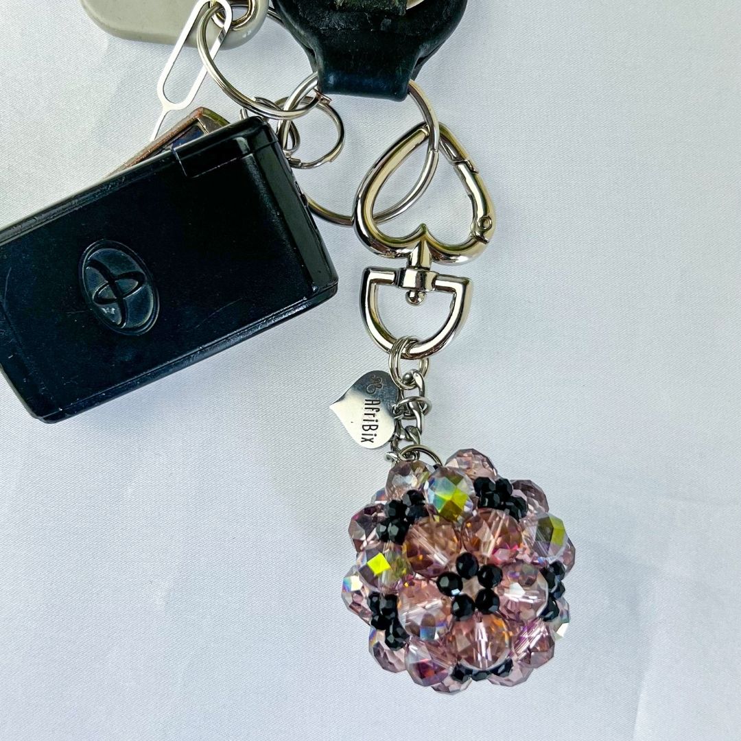 Lilac Purple Round Ball Crystal Bag Charm Purse Charm, Women's Bag Essentials