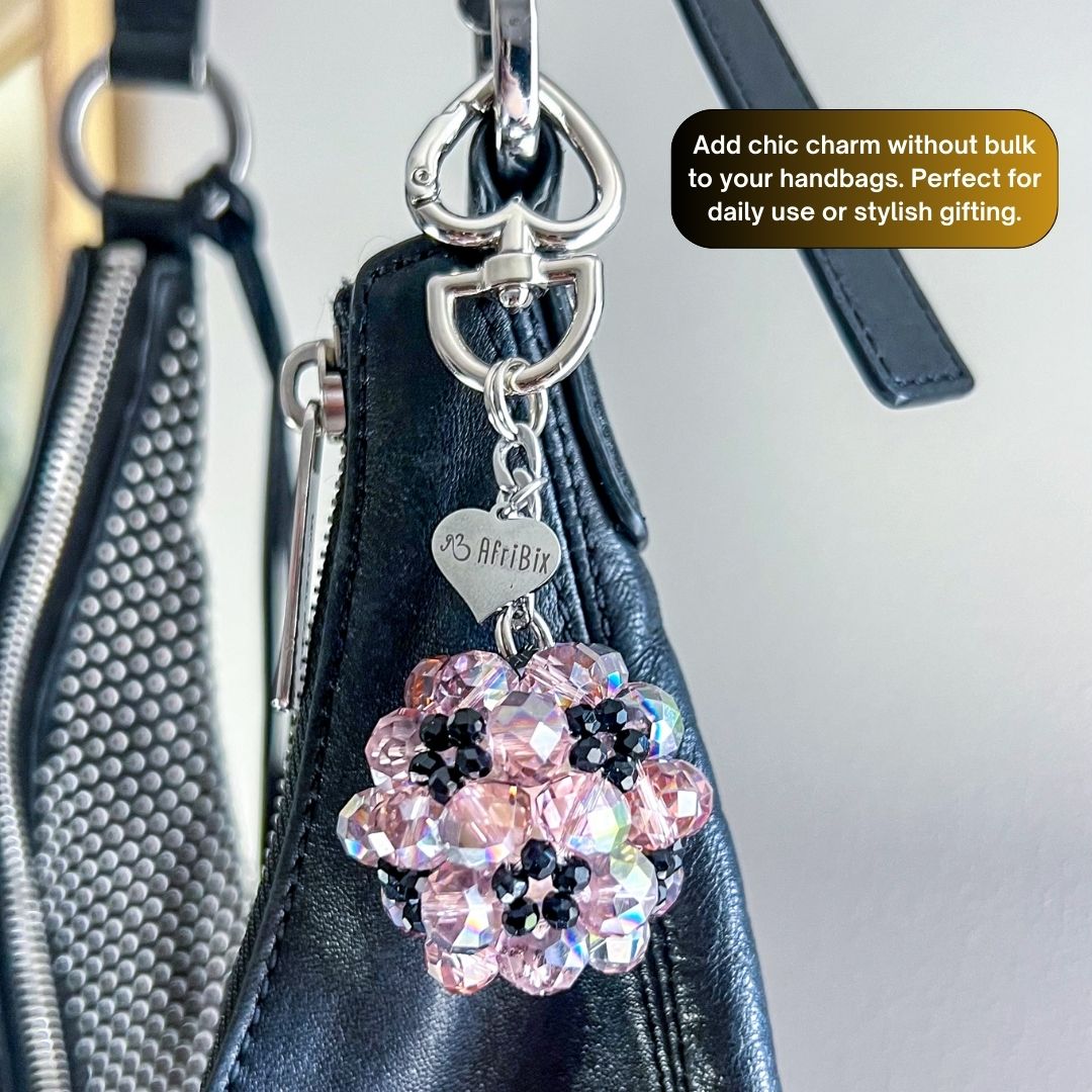 Lilac Purple Round Ball Crystal Bag Charm Purse Charm, Women's Bag Essentials