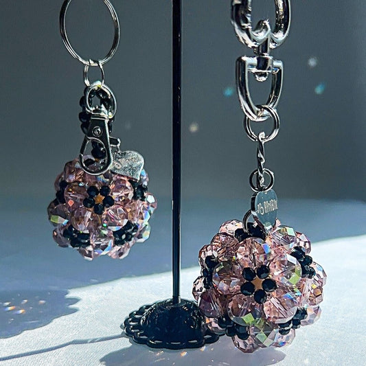 Lilac Purple Round Ball Crystal Bag Charm Purse Charm, Women's Bag Essentials