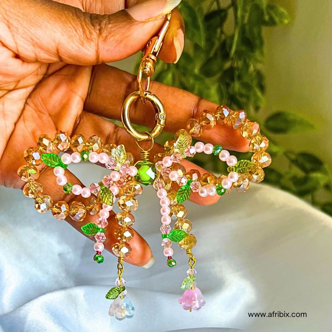 Gold Crystal Floral Bow Bag Charm Purse Charm, Women's Bag Accessory