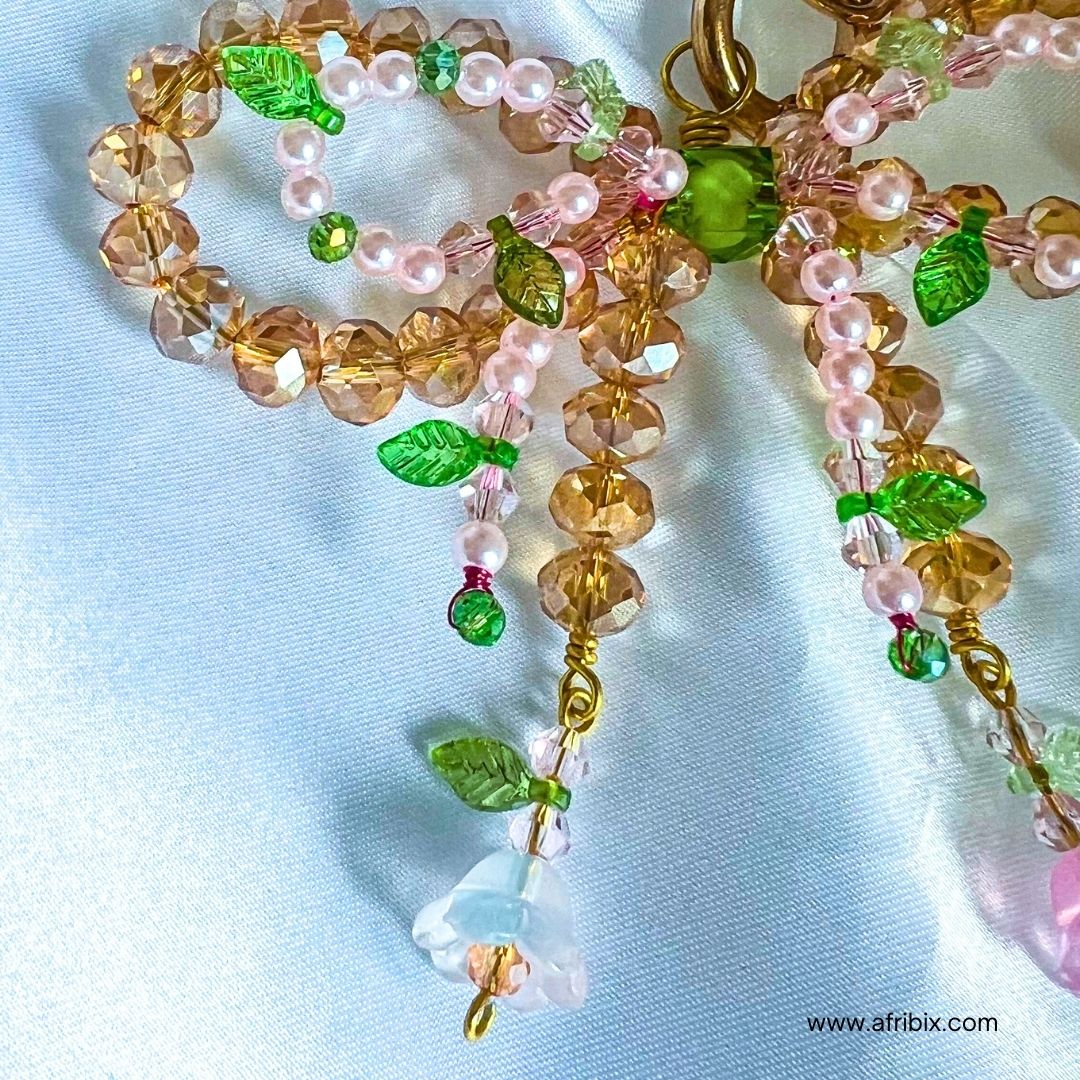 Gold Crystal Floral Bow Bag Charm Purse Charm, Women's Bag Accessory