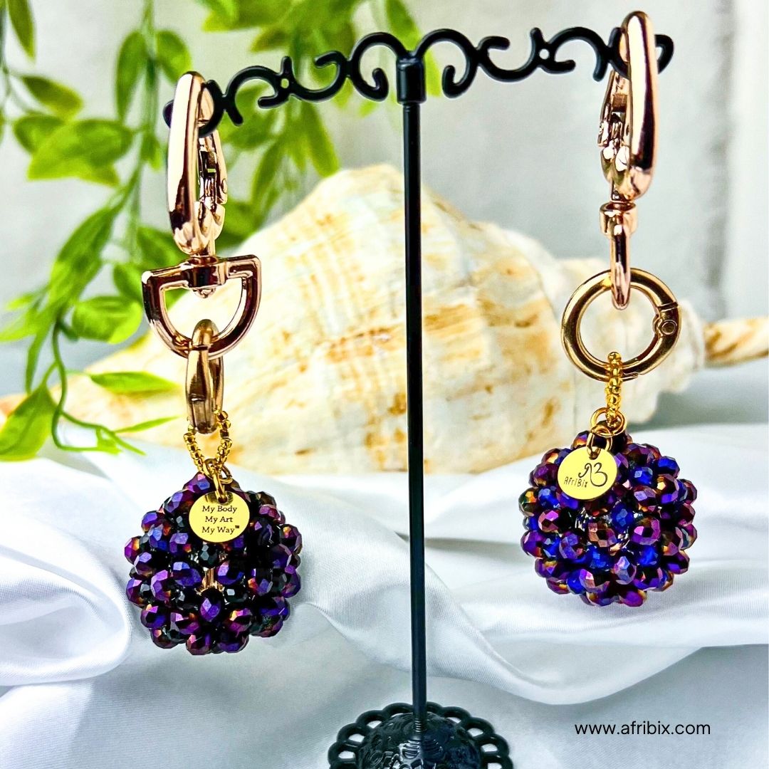 Purple Crystal Ball Round Bag Charm, Purse Charm, Women's Bag Essentials