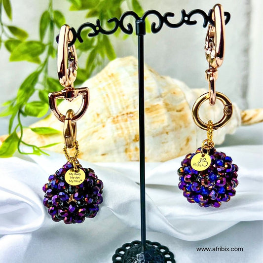 Purple Crystal Ball Round Bag Charm, Purse Charm, Women's Bag Essentials