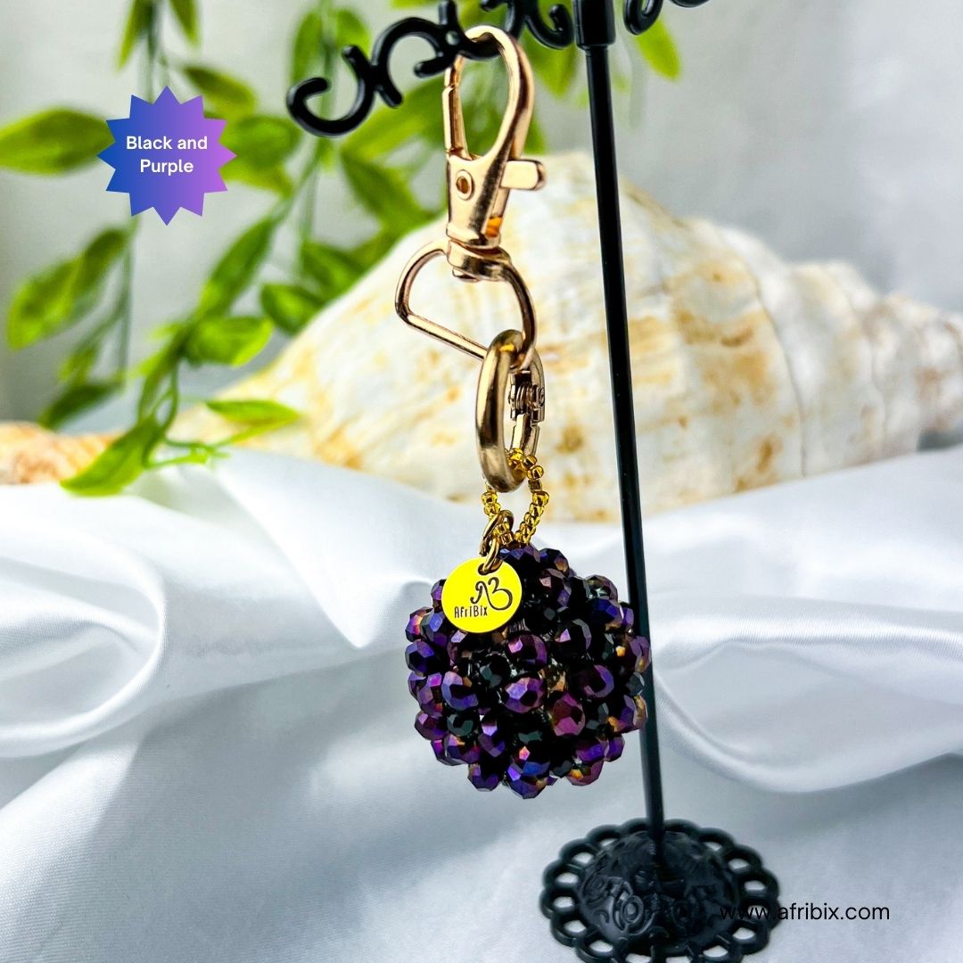 Purple Crystal Ball Round Bag Charm, Purse Charm, Women's Bag Essentials