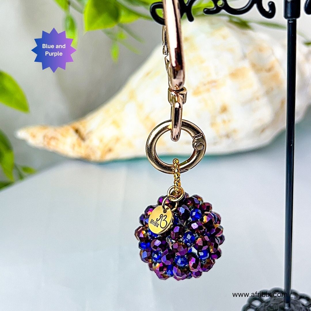 Purple Crystal Ball Round Bag Charm, Purse Charm, Women's Bag Essentials