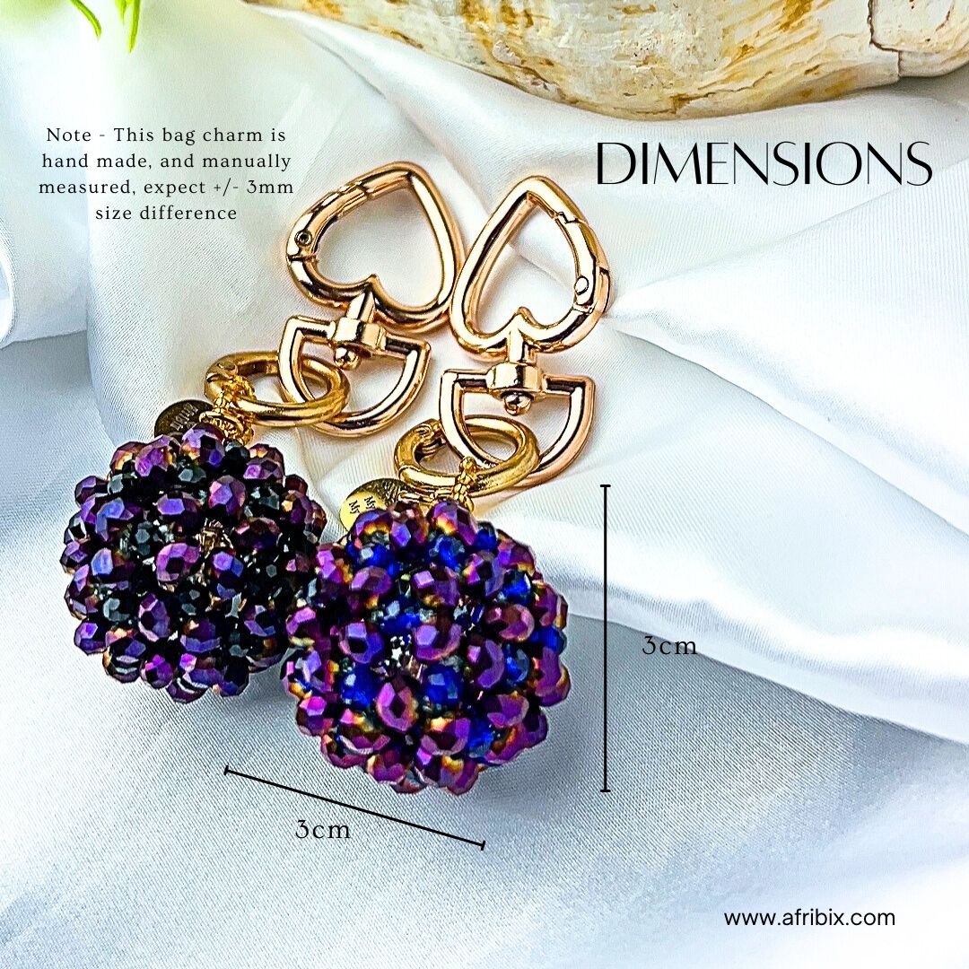 Purple Crystal Ball Round Bag Charm, Purse Charm, Women's Bag Essentials