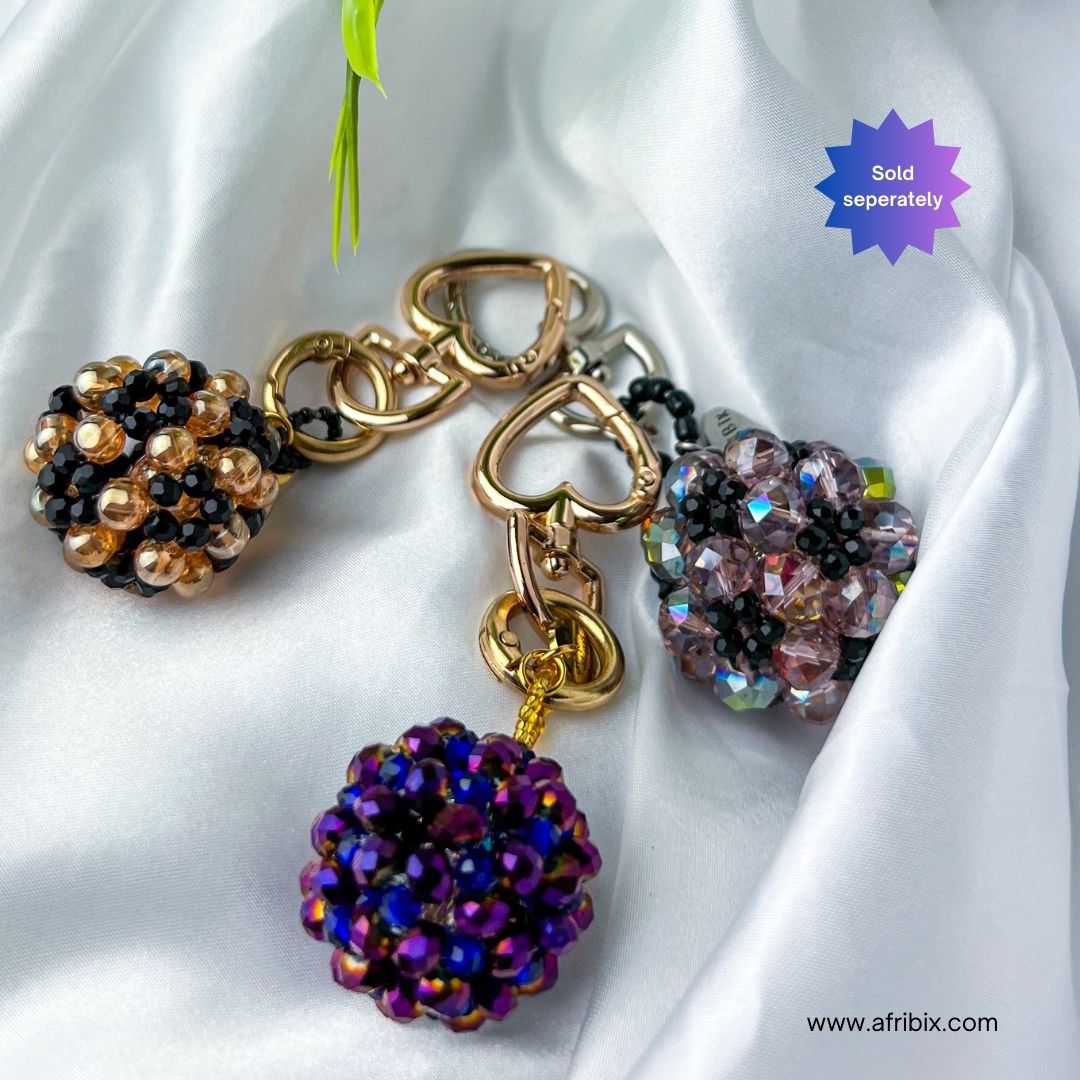 Purple Crystal Ball Round Bag Charm, Purse Charm, Women's Bag Essentials