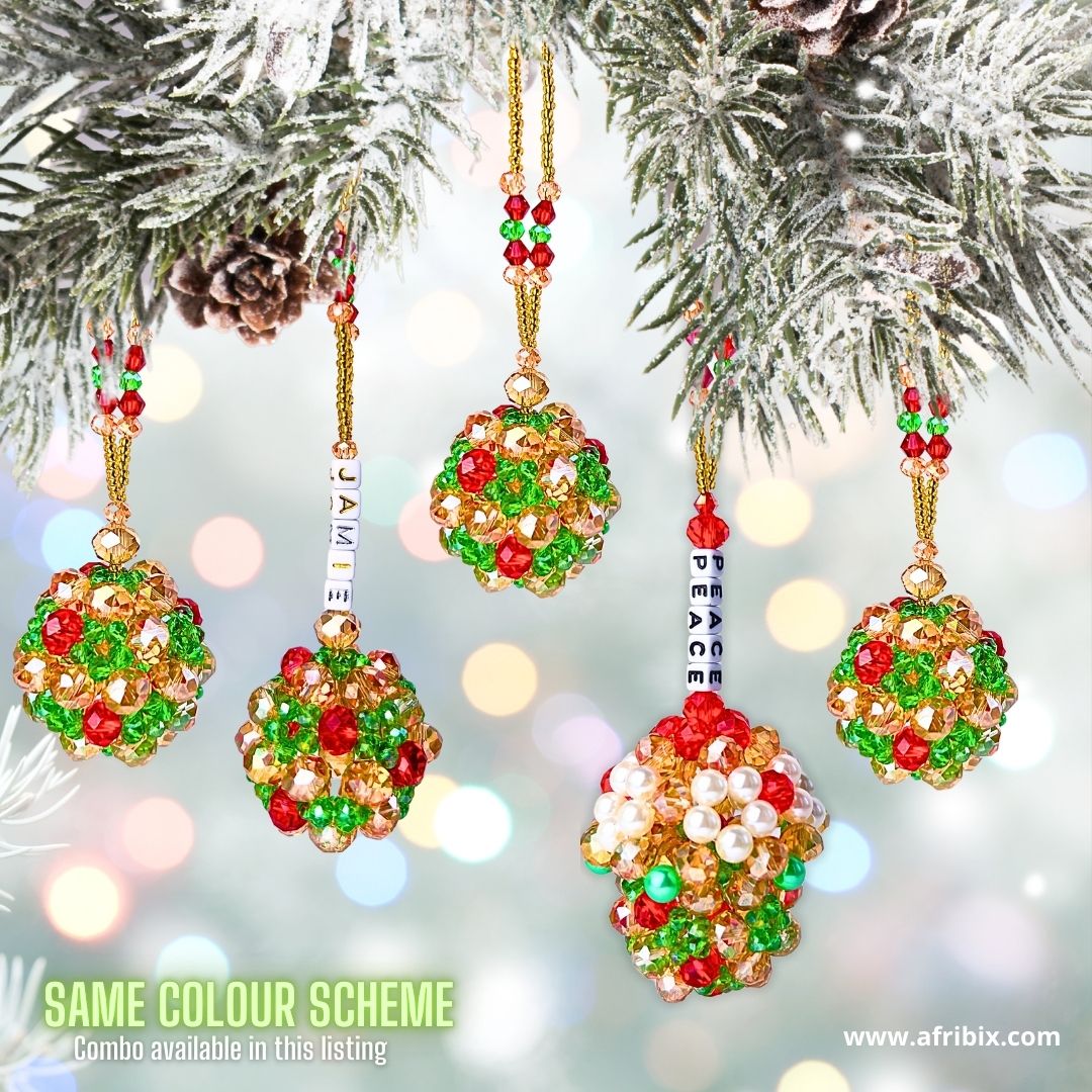 Red, Gold and Green Personalised Luxury Crystal Bauble |Christmas Ornament