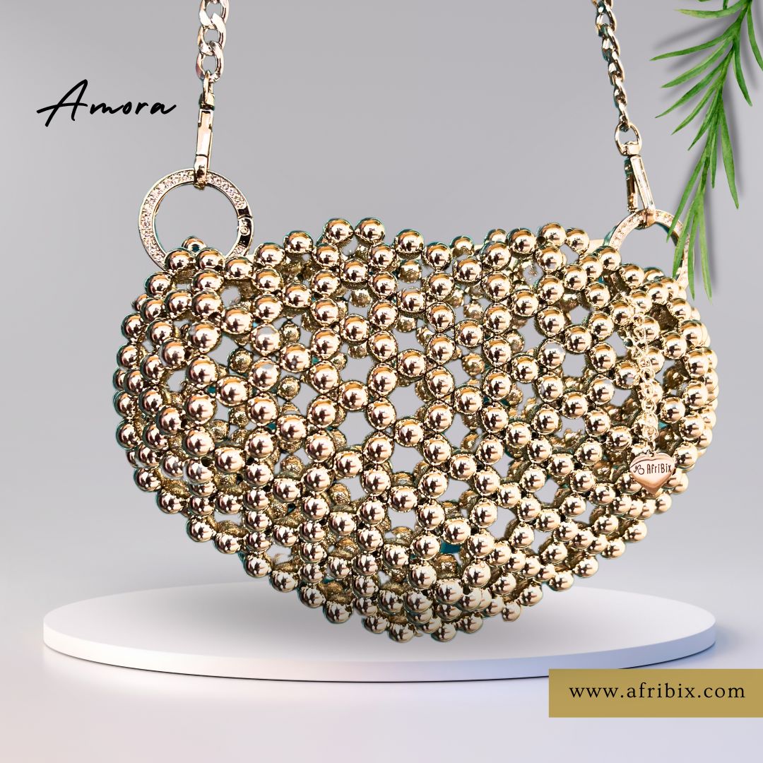 Silver Heart Purse Dinner Hand Bag - Amora