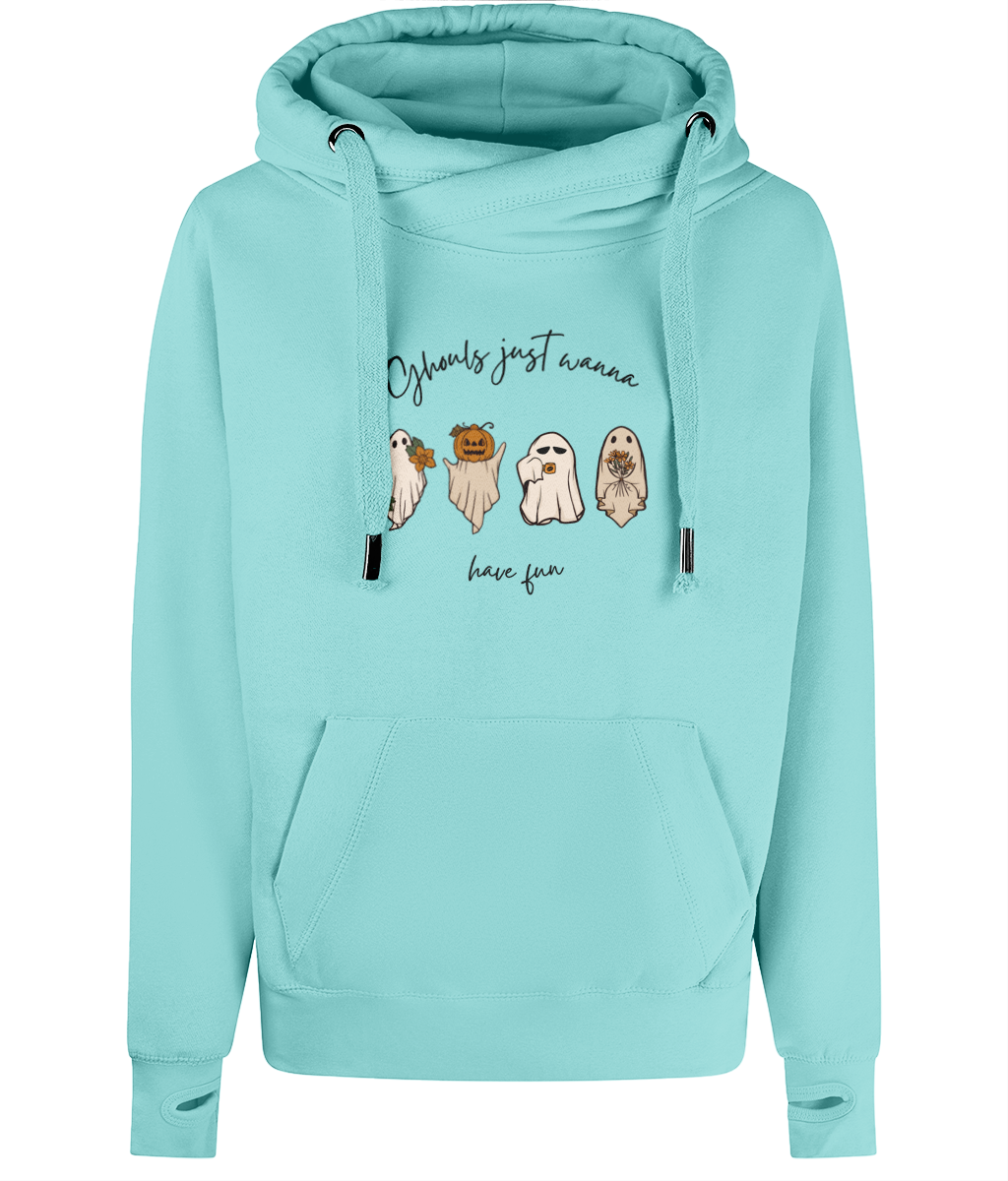 Unisex Halloween Cross Neck Ghost Hoodie