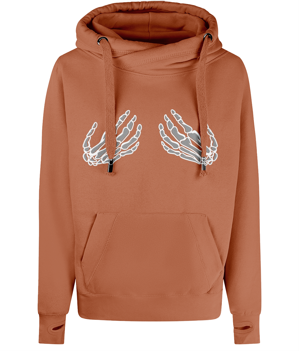 Unisex Cross Neck Skeleton Hand Hoodie