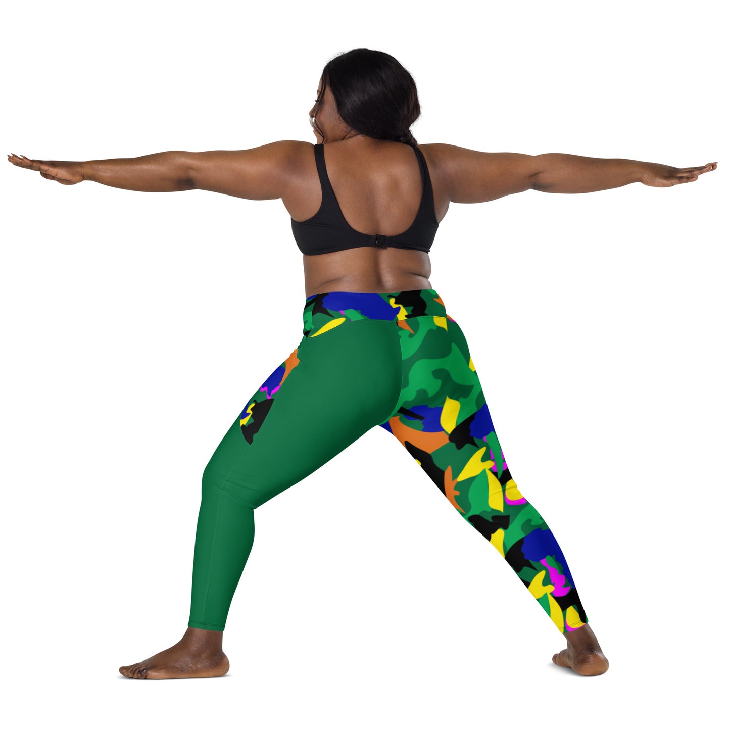 AfriBix Green Camouflage High Waist Crossover leggings with pockets