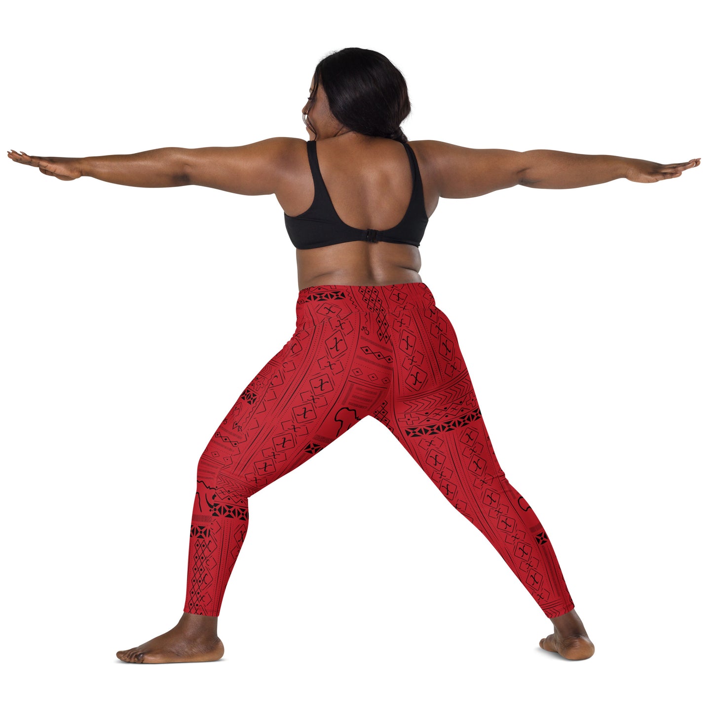 AfriBix Tribal Print High-waist Crossover leggings with pockets