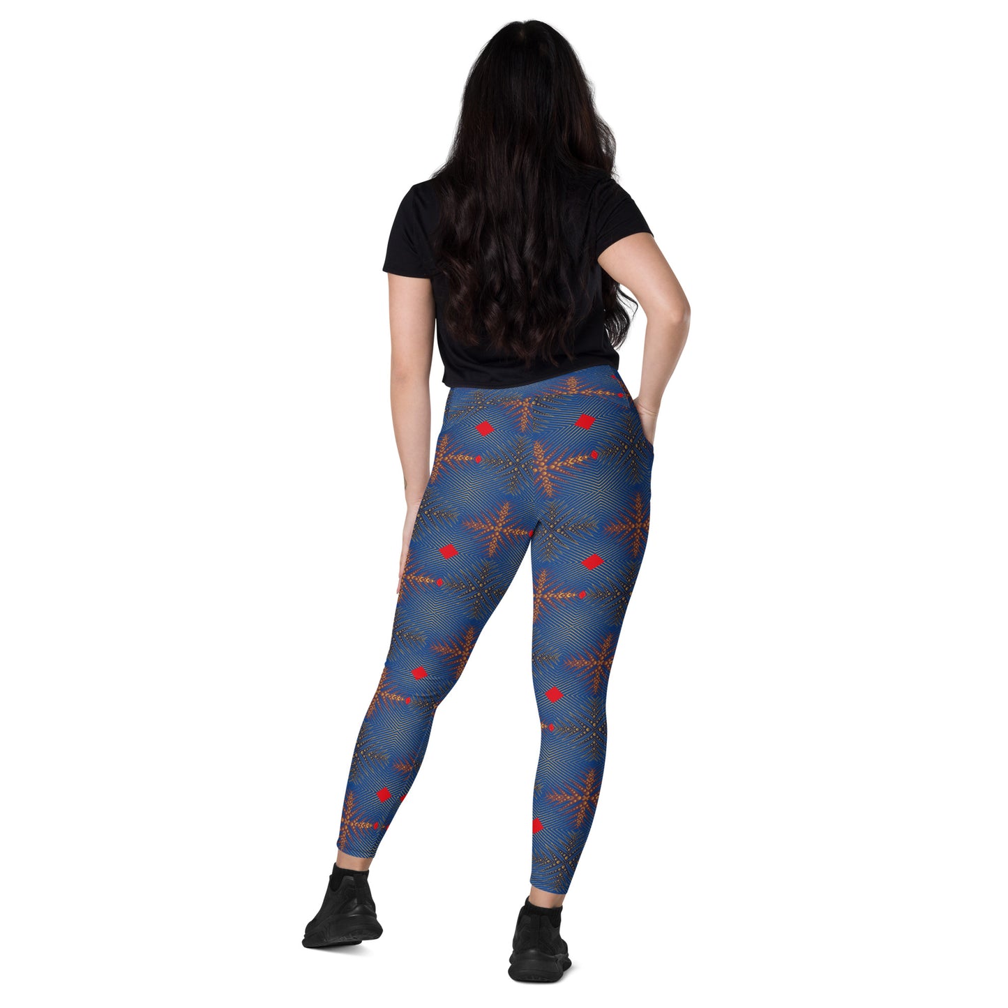 AfriBix Ankara High Waist Crossover leggings with pockets