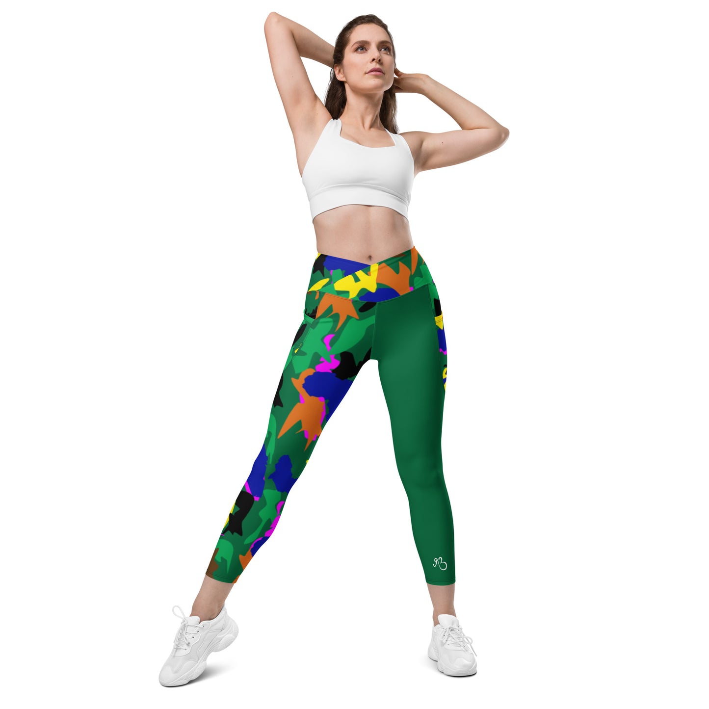 AfriBix Green Camouflage High Waist Crossover leggings with pockets