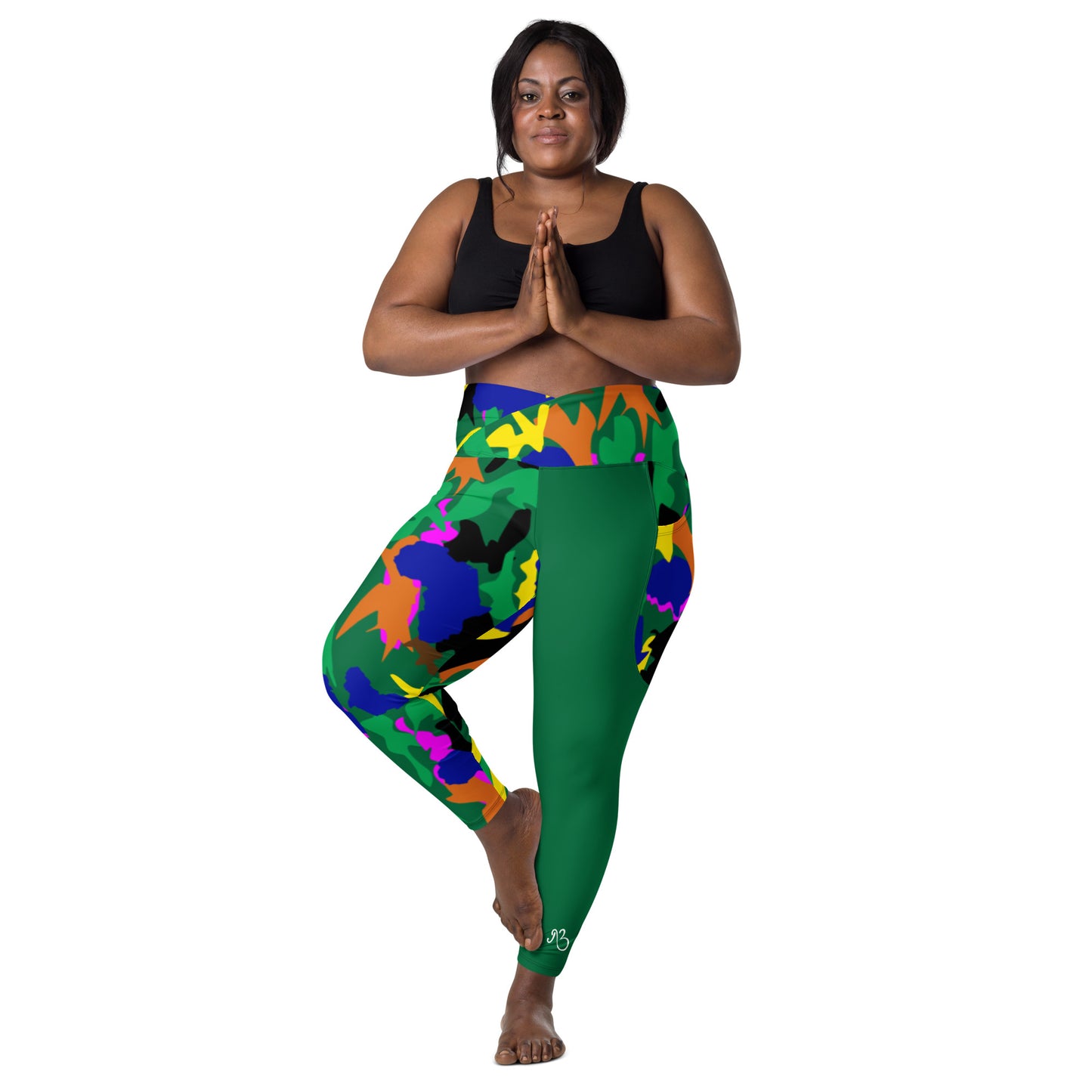 AfriBix Green Camouflage High Waist Crossover leggings with pockets